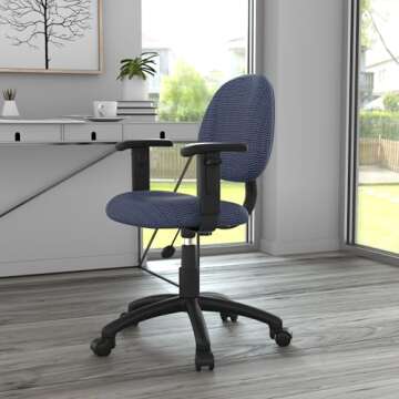 Boss Office Products Perfect Posture Delux Fabric Task Chair with Adjustable Arms in Blue