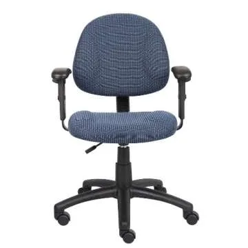 Boss Office Products Perfect Posture Delux Fabric Task Chair with Adjustable Arms in Blue