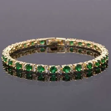 Elegant RIZILIA Tennis Bracelet with Simulated Emeralds