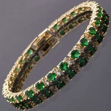 Elegant RIZILIA Tennis Bracelet with Simulated Emeralds