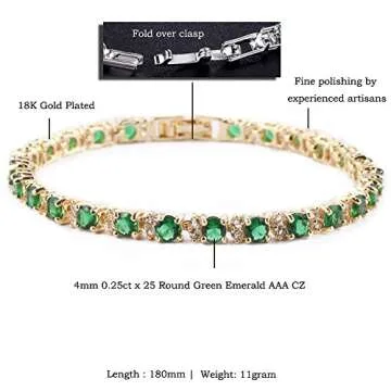 Elegant RIZILIA Tennis Bracelet with Simulated Emeralds