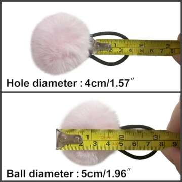 LKXHarleya 2pcs Hair Tie, Pom Pom Elastic Hair Tiles Flurry Ball Hair Ponytail Holder, Faux Rabbit Fur Hair Accessories, White, 2 Count