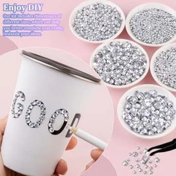 25000Pcs Resin Rhinestones with Tweezers for Crafting, Silver Clear Flatback Gems, Bedazzling Crystal with 3Pcs 10ml B7000 Jewelry Glue for DIY Crafts Clothing Tumblers Shoes Fabric Nail Art