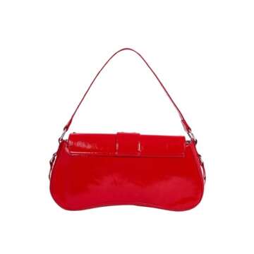 Verdusa Women’s Shoulder Bag Y2K Handbag Rivet Punk Hobo Purse with Buckle Red One-Size