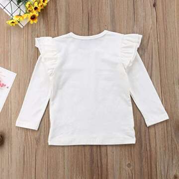 Mubineo Toddler Ruffle Sleeve Cotton T Shirt - Sizes 1T to 6T