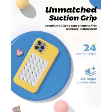 amBand Magnetic Suction Cell Phone Mount, Sticky Grip Double Sided Mirror Window for iPhone Case, Gym Bathroom Kitchen, Hands-Free for Makeup FaceTime Shower Relaxation with MagSafe Accessories, White