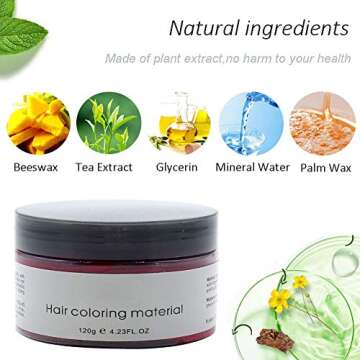 Permotary Hair Color Wax Styling Cream Mud, Temporary Hair Dye Wax Great for Party, Cosplay, Halloween,Fancy Dress, 4.23 OZ (Red)