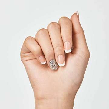 KISS imPRESS Press-On Manicure, Nail Kit, PureFit Technology, Short Press-On Nails, 'Time Slip', Includes Prep Pad, Mini Nail File, Cuticle Stick, and 30 Fake Nails