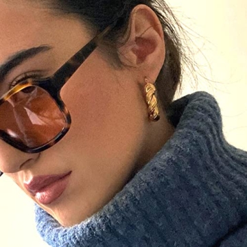 Stylish Tewiky Twisted Gold Hoop Earrings for All Occasions