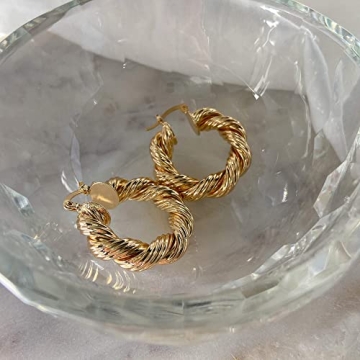 Stylish Tewiky Twisted Gold Hoop Earrings for All Occasions