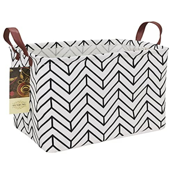 HUNRUNG Rectangle Storage Basket Cute Canvas Organizer Bin for Pet/Children Toys, Books, Clothes Per...
