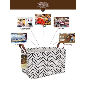 Cute HUNRUNG Rectangle Storage Bin for Home & Playroom