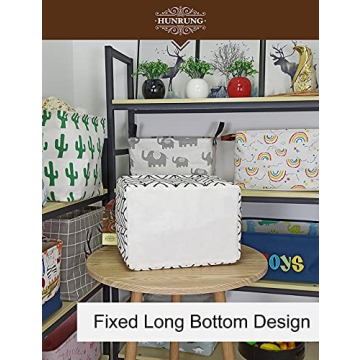 Cute HUNRUNG Rectangle Storage Bin for Home & Playroom