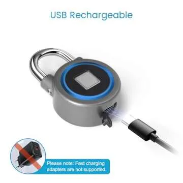 Fingerprint Padlock, Bluetooth Lock, Mobile APP, MEGAFEIS Smart Padlock with Keyless Biometric, Water Resistant, Suitable for Gym, Sports, Bike, School, Fence and Storage(Blue)