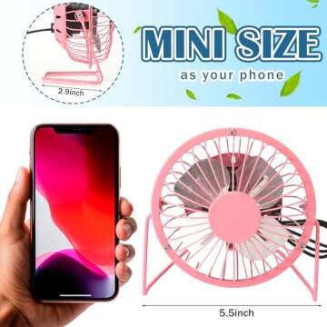 Glooglitter 4 Pcs 4" USB Fan Powerful Quiet 360° Adjustable Rotation Desk Fan Summer Personal Small...