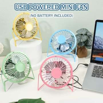Glooglitter USB Fan 4" Compact and Powerful Personal Fan