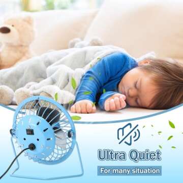 Glooglitter USB Fan 4" Compact and Powerful Personal Fan