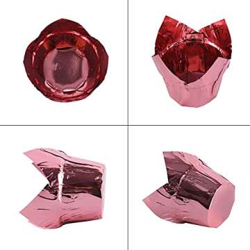 Party Hippo Gold Tulip Cupcake Liners 100 Pcs Baking Paper Cups Holders Greaseproof Muffin Cases Wrappers for Wedding Birthday Party Baby Shower (Rose Gold)