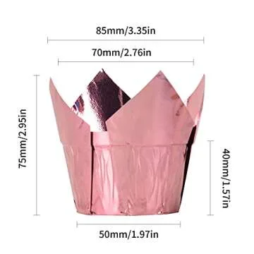 Party Hippo Gold Tulip Cupcake Liners 100 Pcs Baking Paper Cups Holders Greaseproof Muffin Cases Wrappers for Wedding Birthday Party Baby Shower (Rose Gold)