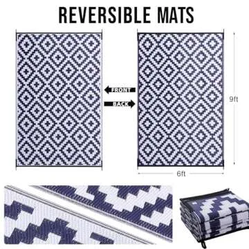 OLANLY Waterproof Outdoor Rug 6x9 ft, Plastic Straw Rug for Camping, RV Mat Outside, Indoor Outdoor ...