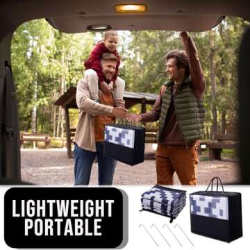 OLANLY Waterproof Outdoor Rug 6x9 ft, Plastic Straw Rug for Camping, RV Mat Outside, Indoor Outdoor Carpet for Porch, Deck, Backyard, Balcony, Picnic, Navy & White