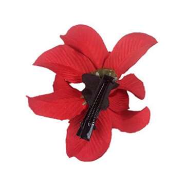 ericotry 5PCS Double Orchid Flower Hair Clip Bohemian Flower Orchid Hairpin for Women and Girls Bridal Wedding Beach Party Hair Accessories