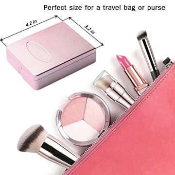 Bling Toman Easy-taken Travel Makeup Brushes With Mirror Set, 4 in 1 Mini Makeup Brushes Cosmetic Brushes Kit Foundation Brush Makeup Tool Convenient For Go Out Daily Makeup (glitter pink)