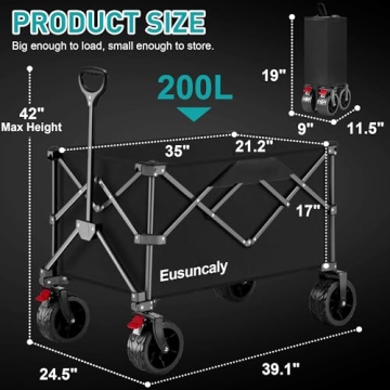 200L Heavy Duty Collapsible Folding Wagon Cart