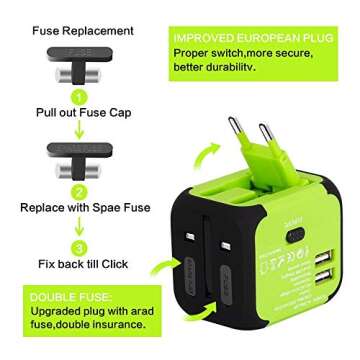 UPPEL Travel Adapter Dual USB All-in-one Global Charger