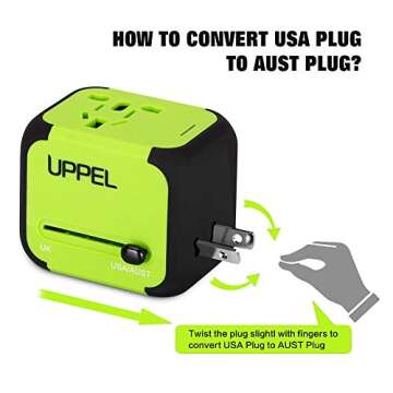 UPPEL Travel Adapter Dual USB All-in-one Global Charger