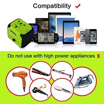 UPPEL Travel Adapter Dual USB All-in-one Global Charger