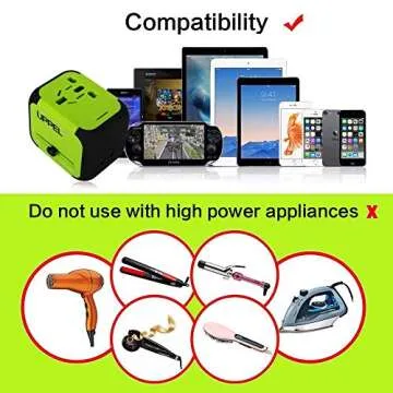 UPPEL Travel Adapter Dual USB All-in-one Global Charger