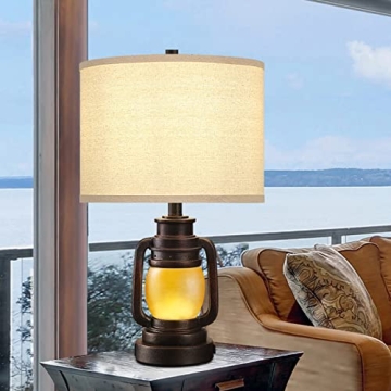 AIDENOEY Lantern Table Lamp Set with Nightlight & USB Ports