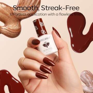 modelones Gel Nail Polish Kit with U V Light, Milky White Burgundy Red Bronze Nude Pink Manicure Starter Set with Golden Stickers Base Top Coat, Low-key Gel Mini Salon Nail Art Spring Gift for Women