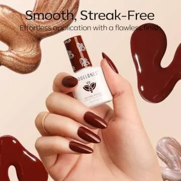 modelones Gel Nail Polish Kit with U V Light, Milky White Burgundy Red Bronze Nude Pink Manicure Starter Set with Golden Stickers Base Top Coat, Low-key Gel Mini Salon Nail Art Spring Gift for Women