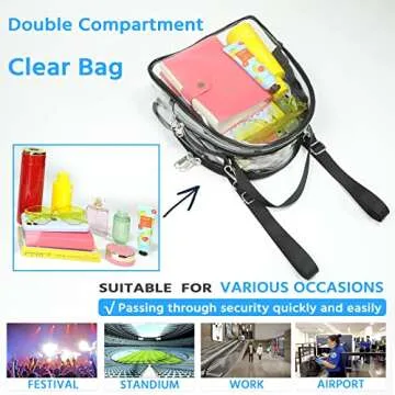 Higuyst Clear Bag Stadium Approved, Mini Clear Backpacks & Purses for Security Travel, Concert, Festival, Small Clear Bags