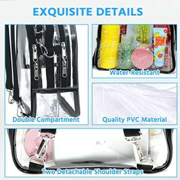Higuyst Clear Bag Stadium Approved, Mini Clear Backpacks & Purses for Security Travel, Concert, Festival, Small Clear Bags