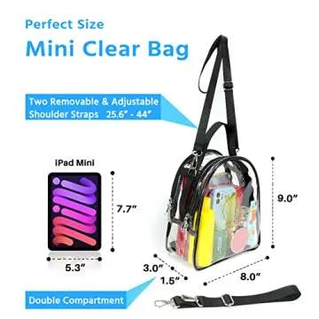 Higuyst Clear Bag Stadium Approved, Mini Clear Backpacks & Purses for Security Travel, Concert, Festival, Small Clear Bags