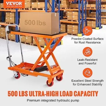 VEVOR Hydraulic Lift Table Cart 500lbs Capacity 28.5" Lift