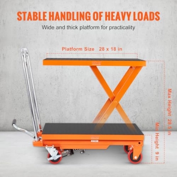 VEVOR Hydraulic Lift Table Cart 500lbs Capacity 28.5" Lift