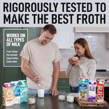 Zulay Powerful Milk Frother for Coffee with Upgraded Titanium Motor - Handheld Frother Electric Whisk, Milk Foamer, Mini Mixer and Coffee Blender Frother for Frappe, Latte, Matcha, No Stand - Quartz