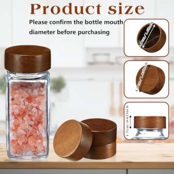 FillTouch 40 Pcs Wooden Lids for 4 oz and 8 oz Square Spice Jars Reusable Can Wooden Airtight Spice ...