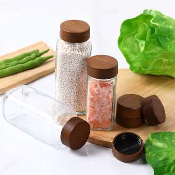 FillTouch 40 Pcs Wooden Lids for 4 oz and 8 oz Square Spice Jars Reusable Can Wooden Airtight Spice Storage Canning Lids for Nice Sealing Kitchen