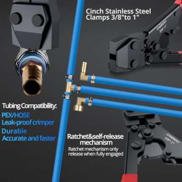 CAMWAY PEX Crimping Tool with 30PCS Clamps - Effortless Plumbing Solution