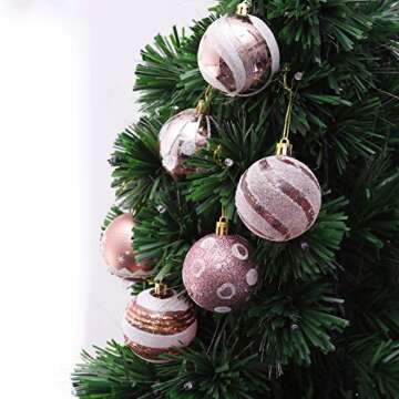 24Pcs Rose Gold Christmas Balls for Stunning Festive Decor