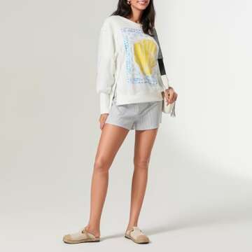 Amiblvowa Oversized Graphic Sweatshirt for Women Y2k Long Sleeve Drop Shoulder Crewneck Shirt Tops P...