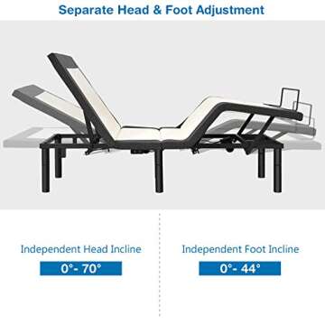 Giantex Adjustable Bed Base with Remote, Zero Gravity Electric Adjustable Bed w/Head and Foot Incline, Vibration Massage, USB Ports, Under-Bed Nightlight, Preset & Memory Positions (Twin-XL)