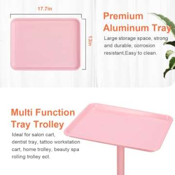 FLOLXNB Salon Tray, Hair Color Tray with Wheels, Premium Aluminum Beauty SPA Tray, Hairstylist Tray,...