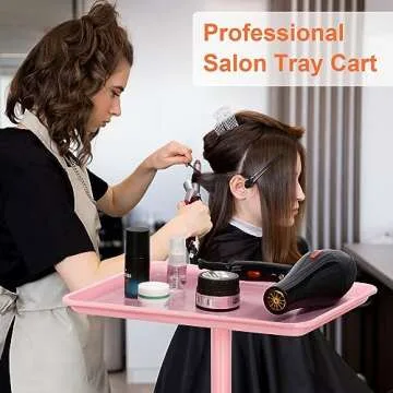 FLOLXNB Salon Tray - Premium Aluminum Pink Tray with Wheels