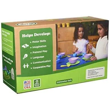Green Toys Dish Set - Durable and Safe Play Kitchen Set